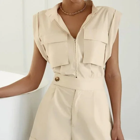 chic classy zipper front romper - Picture 8 of 9